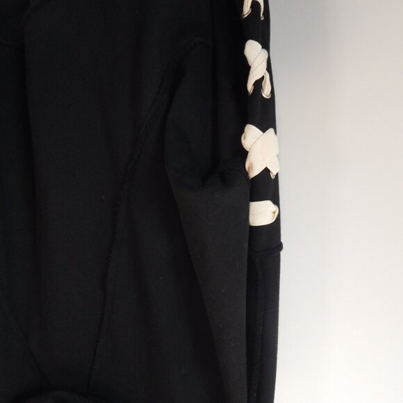 POL Black Lace-Up Sleeve Hoodie Sweatshirt - Elements Unleashed - Picture 11 of 12